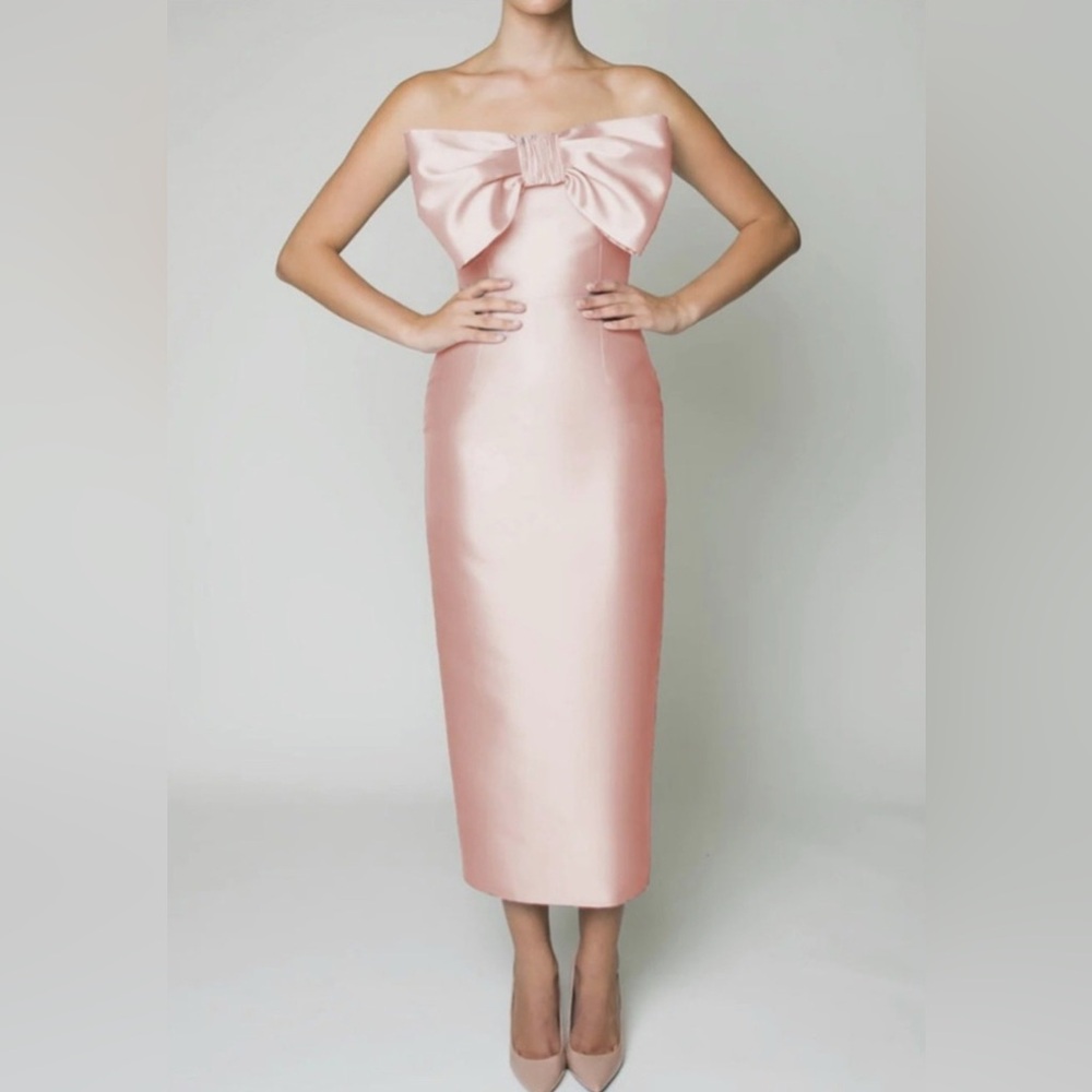 Brand New Alexia Maria Bow Silk and Wool Midi Dress, Seen on Ariana Grande